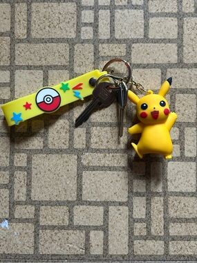 Pikachu Yellow Keychain with Poké Ball Strap